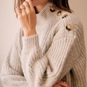 Sezane Oliver Mock Neck Button Jumper Small